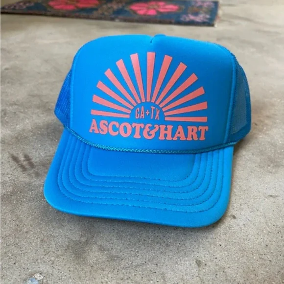 Ascot + Hart Blue Sun Burst Trucker Hat - Picture 5 of 6